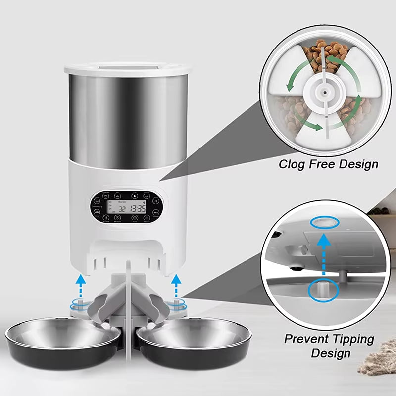 Smart WiFi Automatic Cat Feeder with Voice Recorder for Cats & Small Dogs
