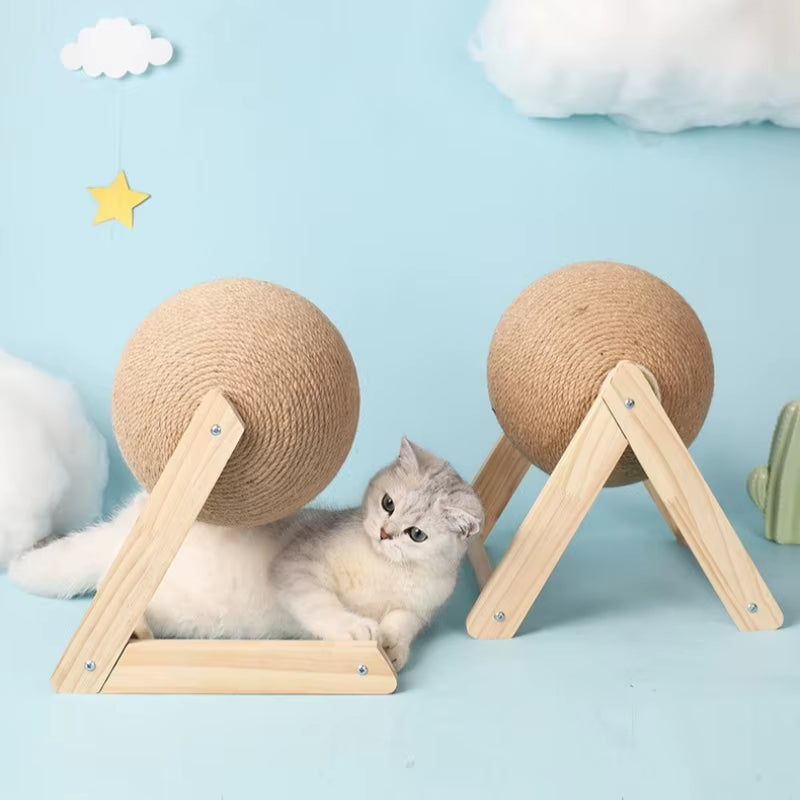 Cat Scratching Ball Toy | Sisal Scratch Post & Interactive Play Ball for Indoor Cats