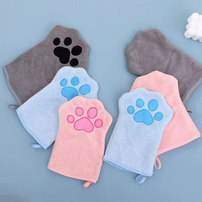 Pet Grooming Drying Glove | Super Absorbent Cat & Dog Paw Towel Mitt