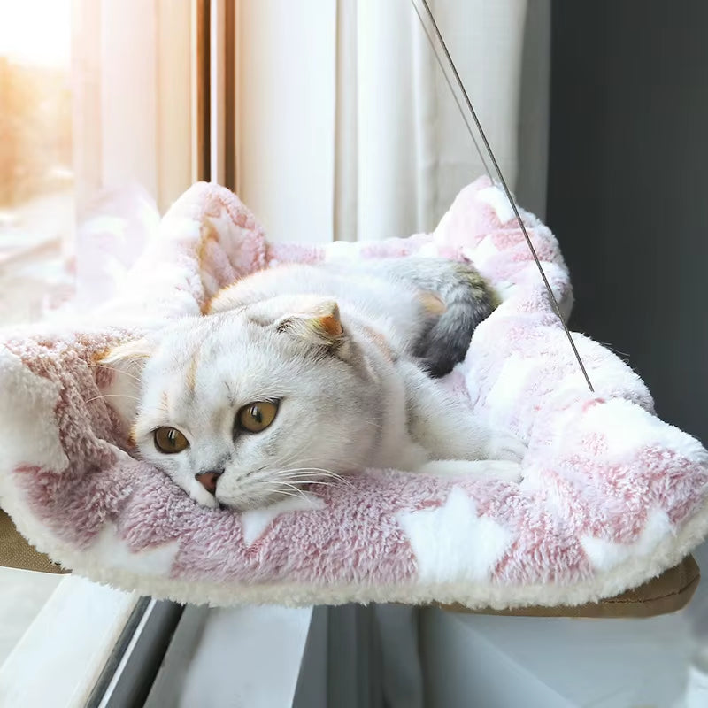 Fold-Up Cat Window Hammock | Elevated Window Perch Bed for Indoor Cats