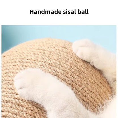 Cat Scratching Ball Toy | Sisal Scratch Post & Interactive Play Ball for Indoor Cats
