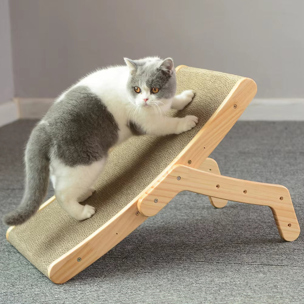 Cat Scratcher Lounge Chair | Wooden Cat Bed & Scratching Furniture for Indoor Cats