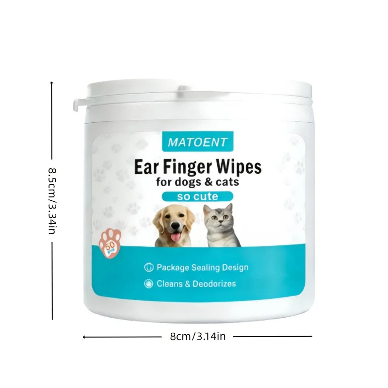 Pet Ear Finger Wipes | Gentle Ear Cleaning Wipes for Dogs & Cats