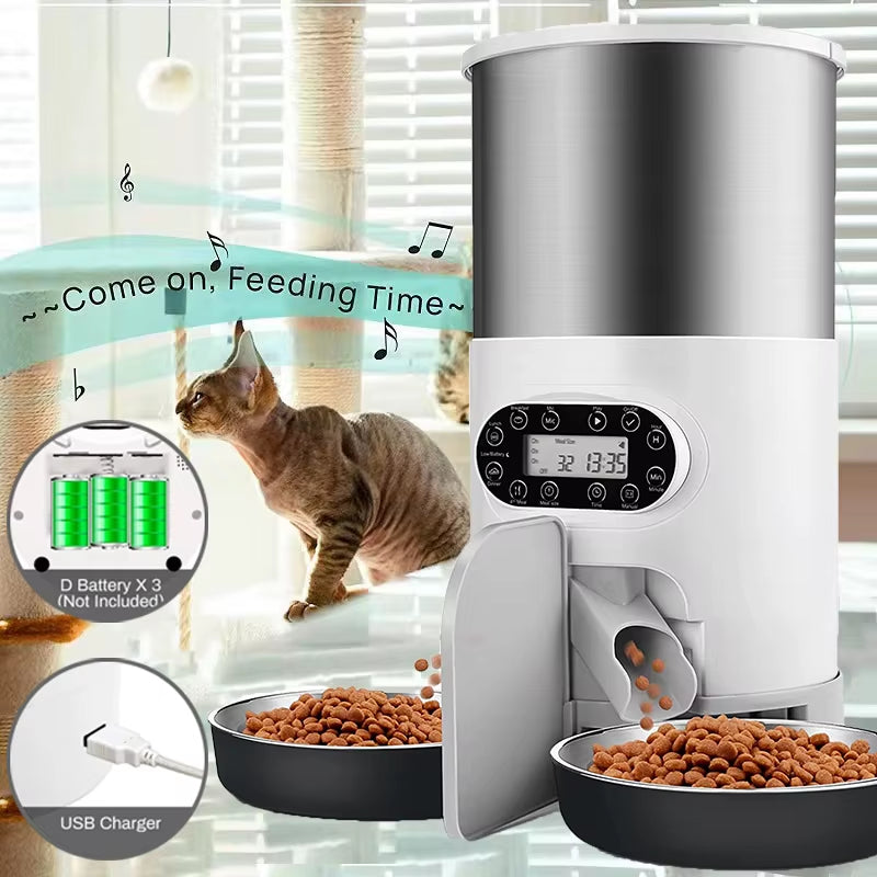 Smart WiFi Automatic Cat Feeder with Voice Recorder for Cats & Small Dogs
