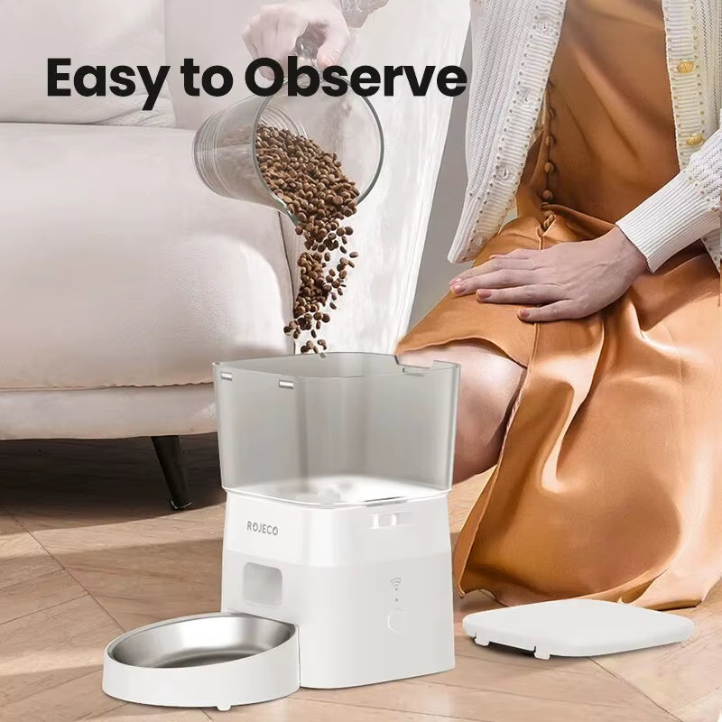 Automatic WiFi Pet Feeder 4L with Voice Recorder for Cats & Small Dogs