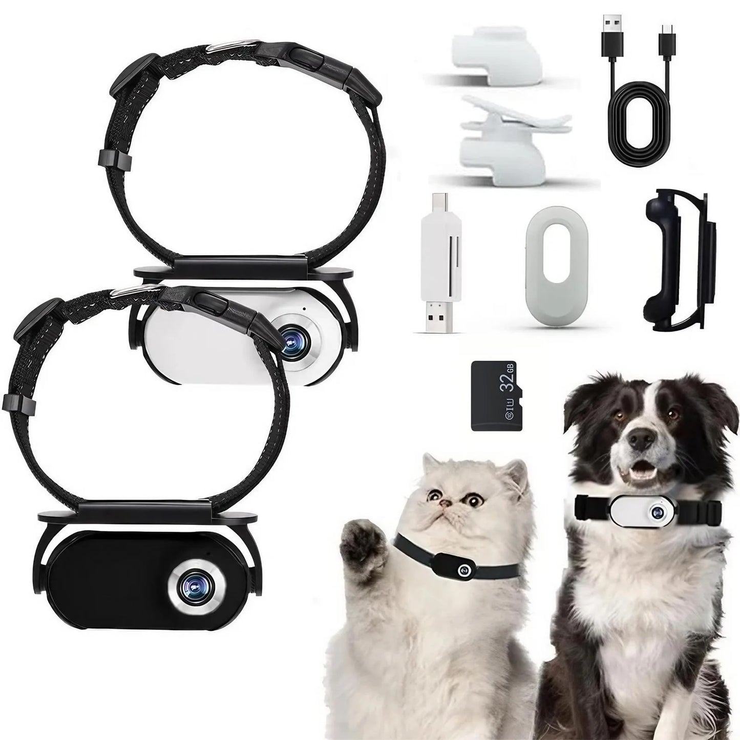 Portable USB Rechargeable Pet Collar Camera – HD Recording for Cats & Dogs